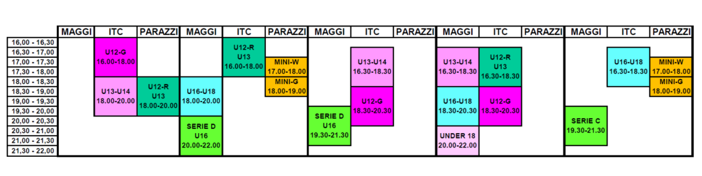 Calendario Allenamenti Standard